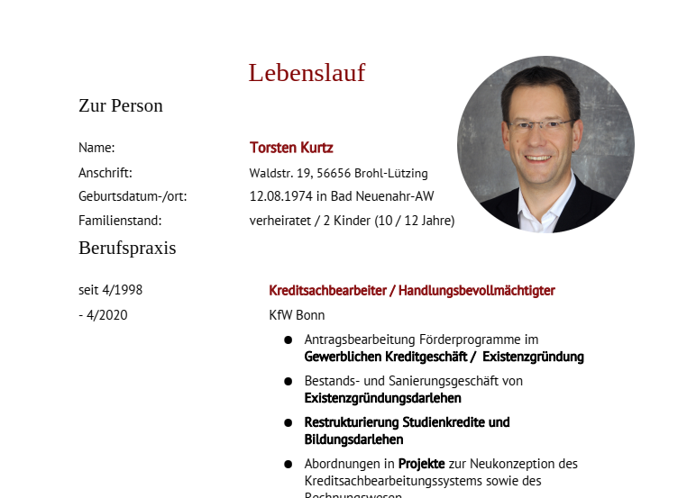 Überarbeiteter Lebenslauf zum Download